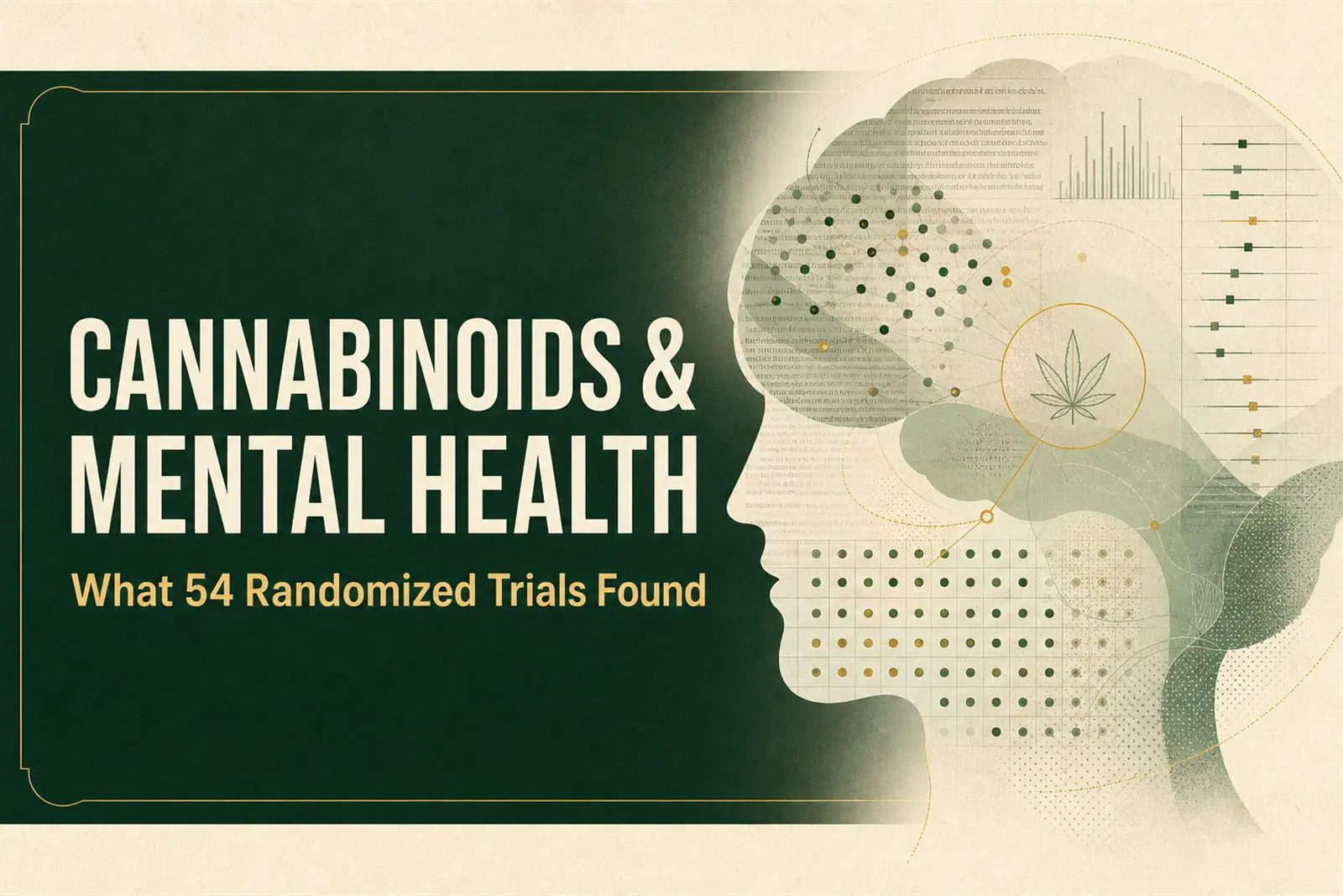 Editorial illustration for a review of cannabinoids and mental health trials