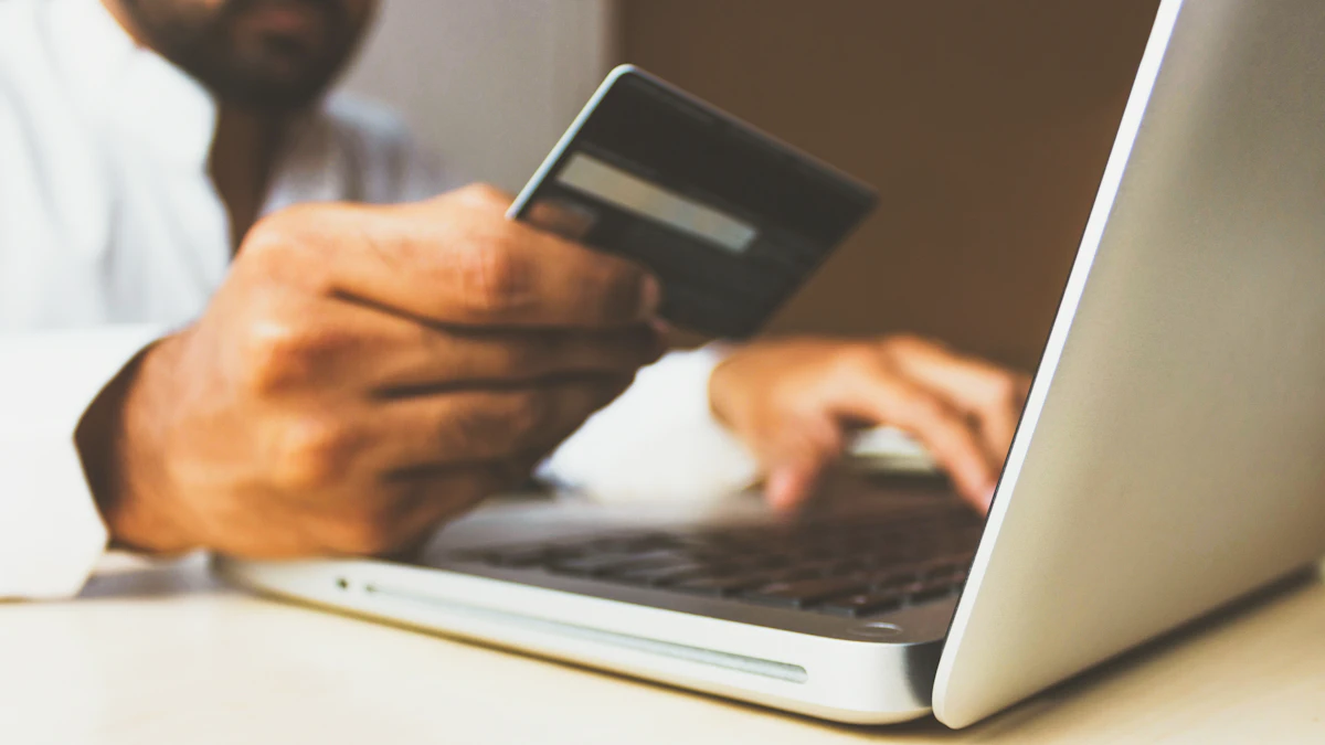 A customer making a secure online card payment