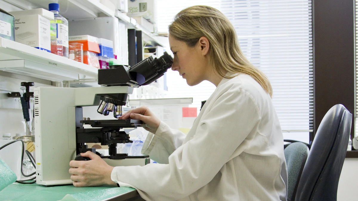 A researcher working in a modern medical laboratory