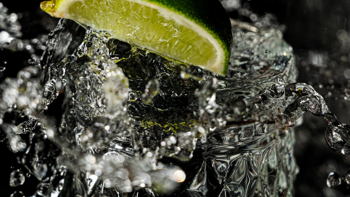 A chilled sparkling drink served with fresh citrus