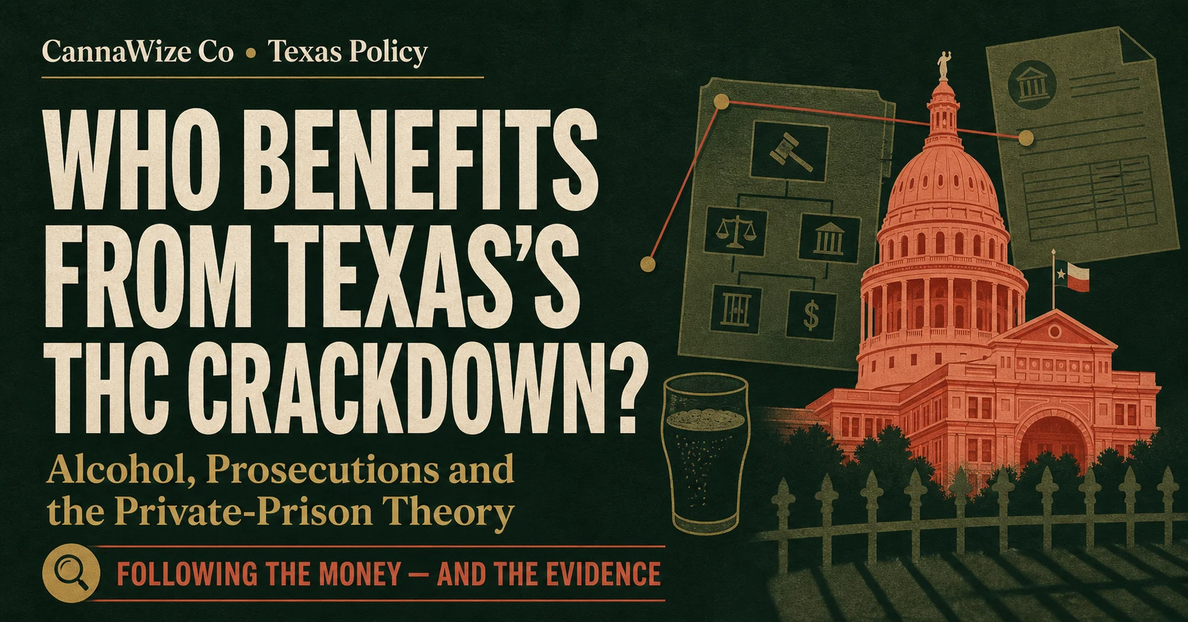 CannaWize editorial graphic about the interests surrounding Texas THC enforcement