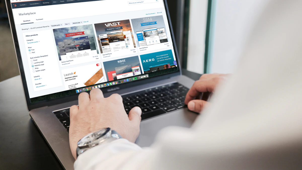 A shopper reviewing an online store on a laptop