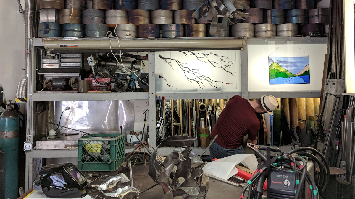 A glass artist working in a professional studio