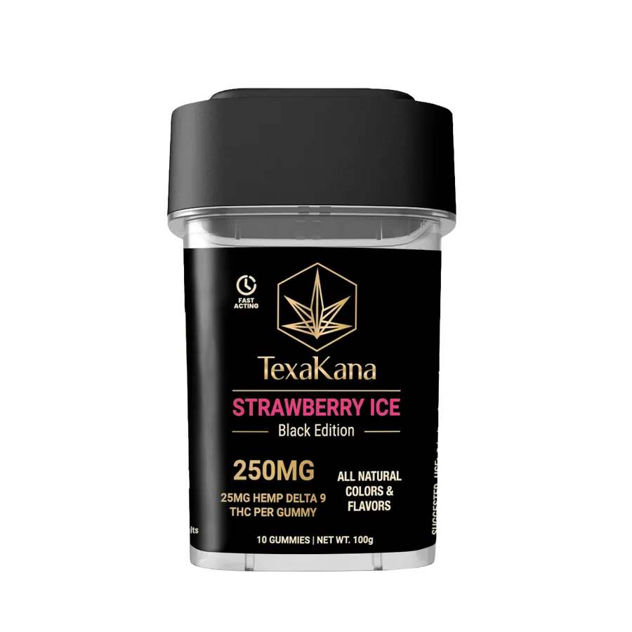 Delta 9 THC Gummies - Black Edition - 25MG - Strawberry Ice