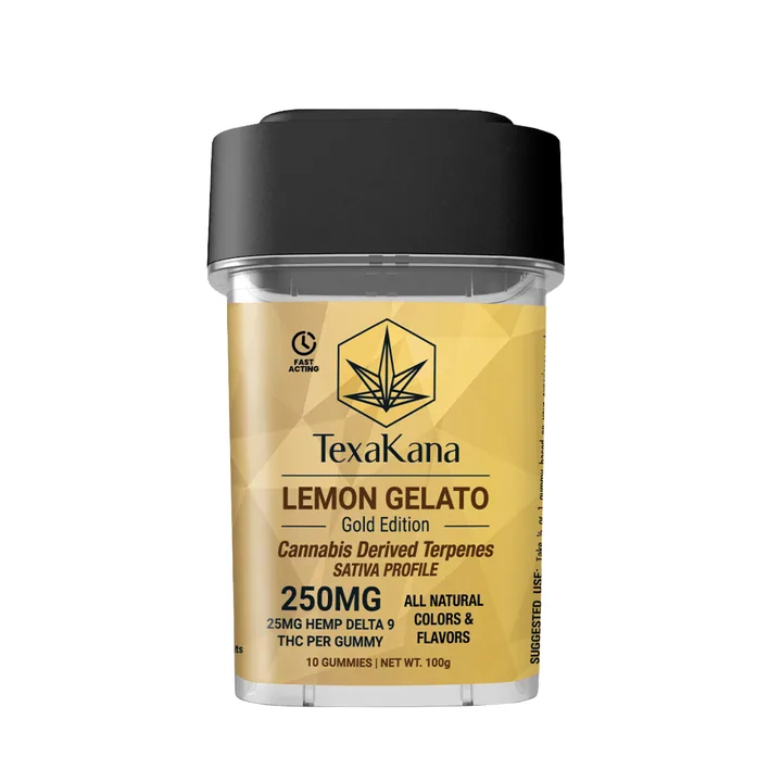 TexaKana Lemon Gelato Gold Edition Delta-9 THC gummies